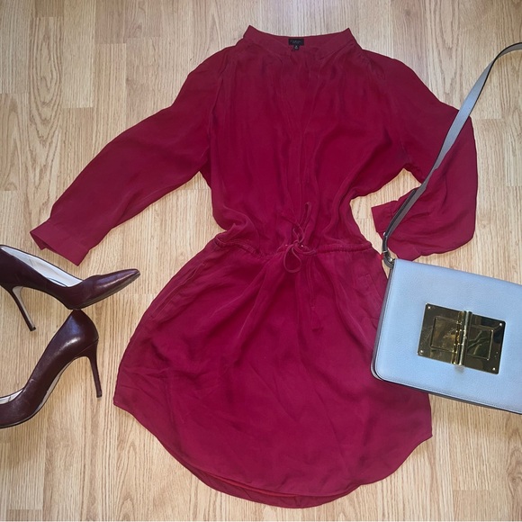 Babaton Aritzia silk Bennett dress in dark red/burgundy - Picture 4 of 7